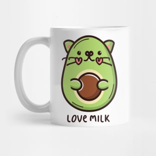 Love Milk Avocat - Whimsical Cat in Avocado Shape Mug